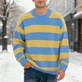 thumbnail image 2 of DHFJKG Men's Color Block Striped Sweaters Loose Fit Long Sleeve Crewneck Pullover Autumn Winter Casual Jumper Tops, 2 of 5