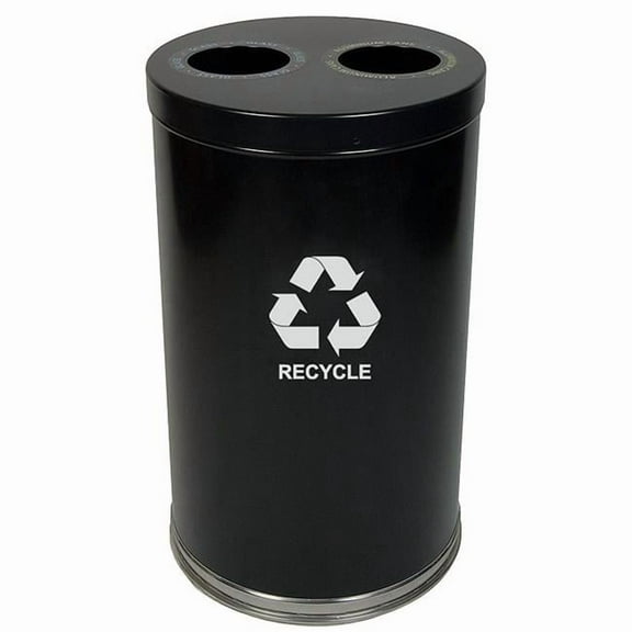 Witt Industries 36 Gallon Indoor Recycling Container With 2-Openings- Black