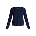 thumbnail image 5 of Time and Tru Women's Boxy Slub V-Neck Tee with Long Sleeves, Sizes XS-XXXL, 5 of 5