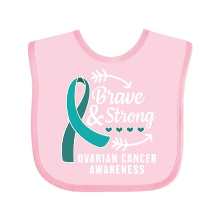 

Inktastic Ovarian Cancer Awareness Brave and Strong with Arrows Gift Baby Boy or Baby Girl Bib