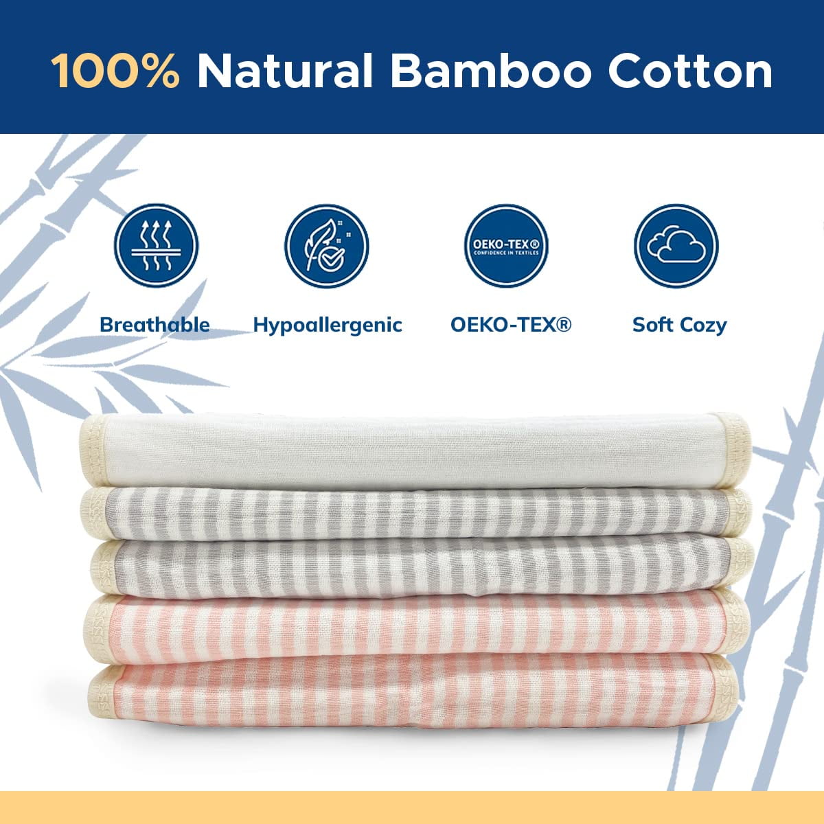 Henry&Bros. Organic Cotton Burp Cloths Baby Gift Set - 5 Pack 20x10 Large Cotton 5 Layers Extra Absorbent Soft Muslin Burping Cloth (Pink Charms)