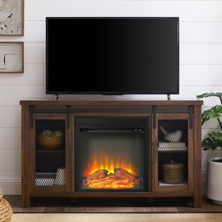 Manor Park Fireplace Tv Stand For Tvs Up To 55 Dark Walnut On Accuweather Manor Park Fireplace Tv Stand For Tvs, Electric Fireplace With Sliding Doors