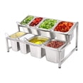 thumbnail image 3 of Commercial Stainless Steel Spice Rack with 8 Pans 2-Tier Buffet Station for Cafes, Restaurants, Food Trucks & Home Kitchens, 3 of 5