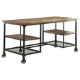 thumbnail image 1 of HOMELEGANCE Wood and Metal Writing Desk, Brown/Black, 1 of 2