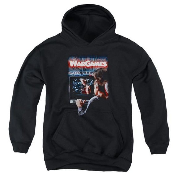 Trevco Sportswear MGM320-YFTH-3 Wargames Poster Youth Hooded Sweatshirt, Black - Large