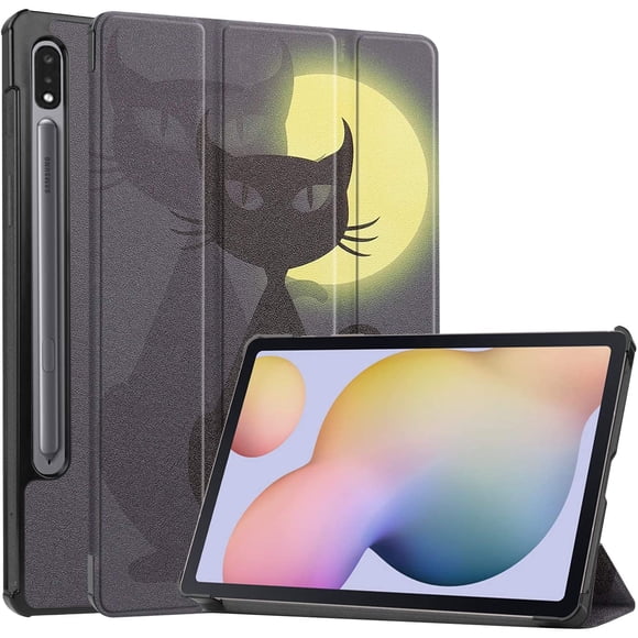 Gylint Smart Case Cover with Auto Sleep/Wake for Samsung Galaxy Tab S7 11 2020 (SM-T870 ; SM-T875) Moon Cat