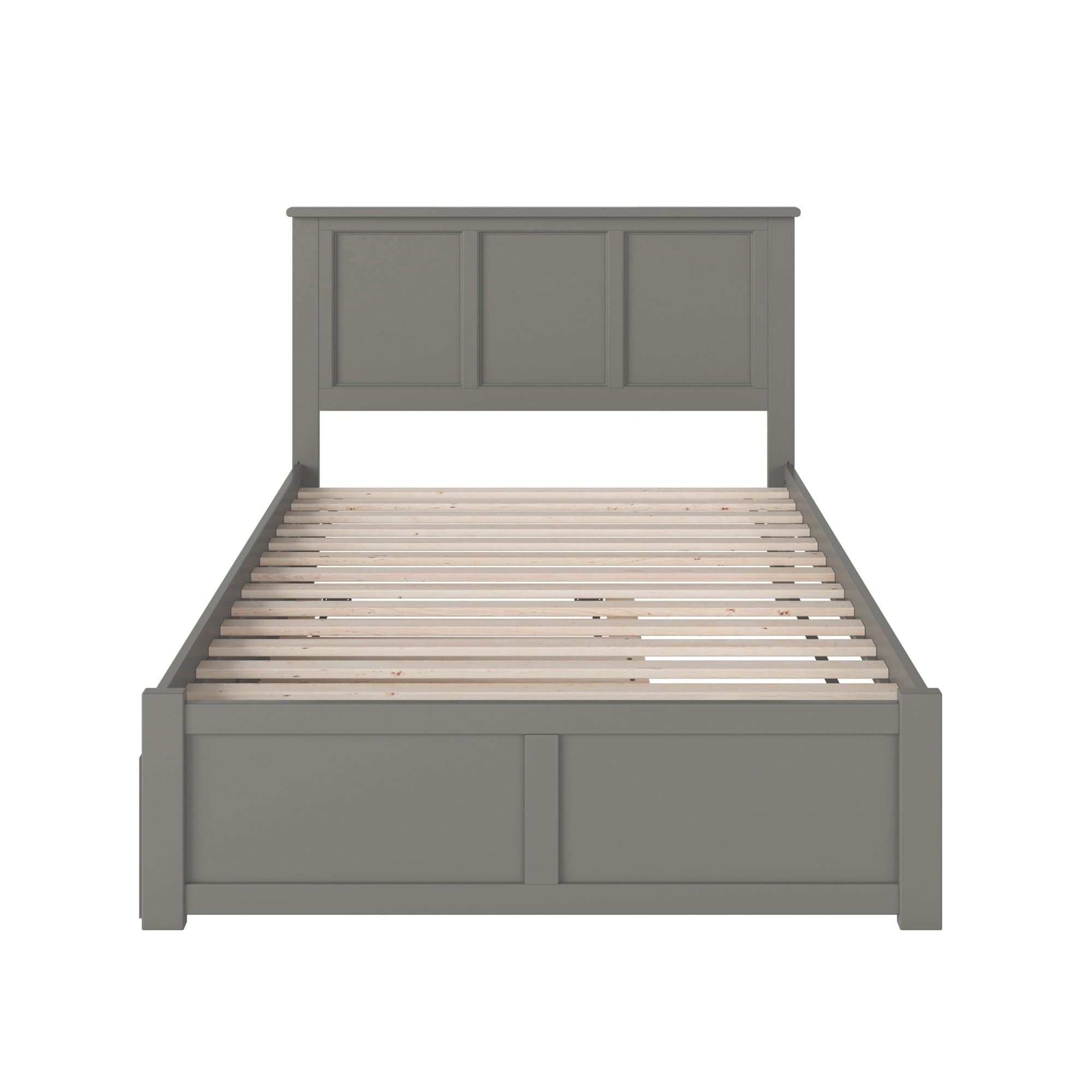 AFI Madison Full Solid Wood Platform Bed with Footboard & Twin Trundle, Grey