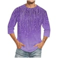 thumbnail image 1 of Camisas de Lino para Hombres Impresión Cuello Redondo Casual 3/4 Manga Blusa, Mezcla de Lino de Algodón para Primavera Verano Ocio Y Tops Diarios, 1 of 9