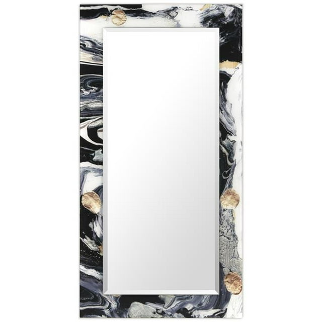 Empire Art Direct TAM-126874-5428 'Ebony & Ivory'Rectangular Beveled Mirror on Free Floating Printed Tempered Art Glass