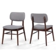 thumbnail image 2 of GZXS Upholstered Dining Side Chairs Set of 2 with Rubberwood Legs, Modern Fabric Chairs for Dining Room, Kitchen & Living Space (Light Gray+Walnut), 2 of 10