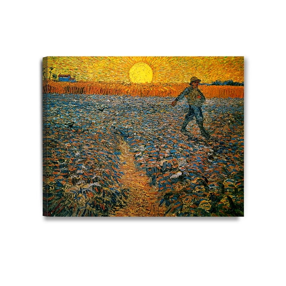 DECORARTS - The Sower, Vincent Van Gogh Reproductions. Giclee Canvas Print Wall Art for Home Wall Decor. 30x24x1.5