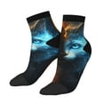 thumbnail image 3 of Salouo Red And Blue Fire Cat Pattern Unisex Middle Tube Socks,Middle-Finger Knee High Socks Over The Calf Tube Stocking Crew Stockings for Women and Men Tube Socks, 3 of 8