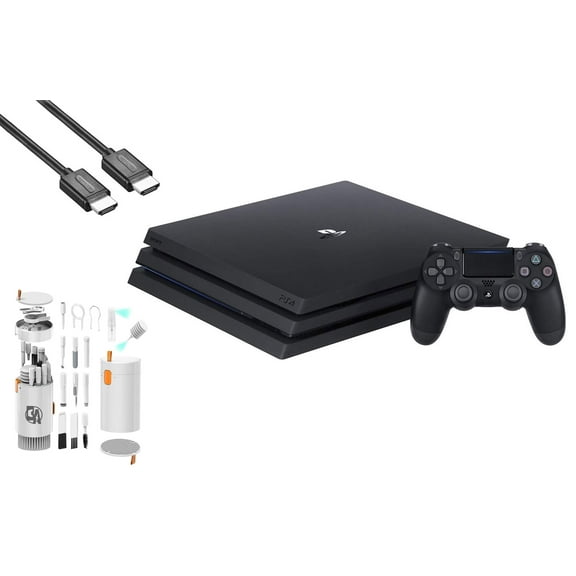 Pre-Owned Sony PlayStation 4 Pro 1TB Gaming Console Black HDMI Cable With BOLT AXTION Cleaning Kit Bundle