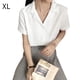 thumbnail image 1 of Camisa de mujer Verano de manga corta con cuello en V Botón suelta Top casual, Blanco, XL Methold AP001363-04B, 1 of 7