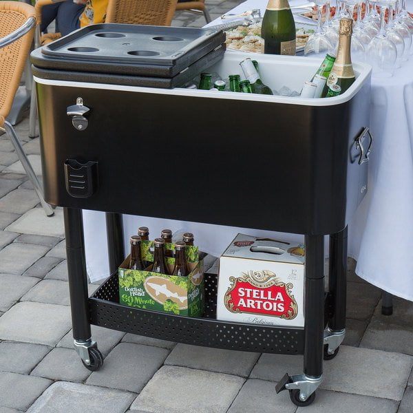 Rolling Cooler Cart Black 65 Quart