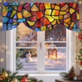 thumbnail image 2 of Tie Up Valance Blue Red Yellow Valances for Windows Modern Colored Rainbow Stained Glass Balloon Shade Valance Window Treatment Short Curtain Valances for Living Room Kitchen Bedroom Bathroom 42"x18", 2 of 8