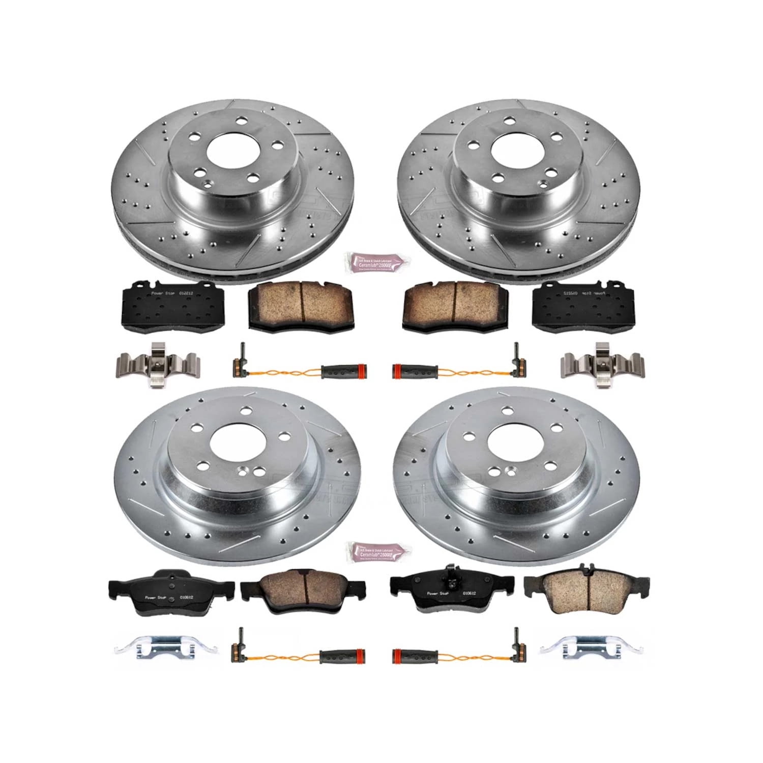 PowerStop Front and Rear Z23 Evolution Sport Carbon-Fiber Ceramic Brake Pad and Drilled & Slotted Rotor Kit Fits: MERCEDES-BENZ Select Models K2817