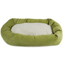 Majestic Pet Sherpa Villa Velvet Bagel Pet Bed for Dogs, Calming Dog Bed Washable, Small, Apple