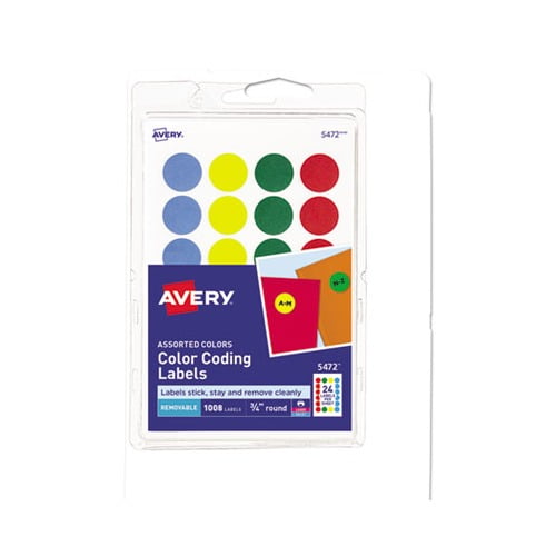 0.75 Inch Removable,Pack of 315 Avery Round Color Coding Labels New Assorted 