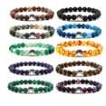 thumbnail image 2 of RSAMD Cute Dog Paw Print Charm Rainbow Chakra Healing 8MM Bead Stretch Bracelet Gifts-7, 2 of 9
