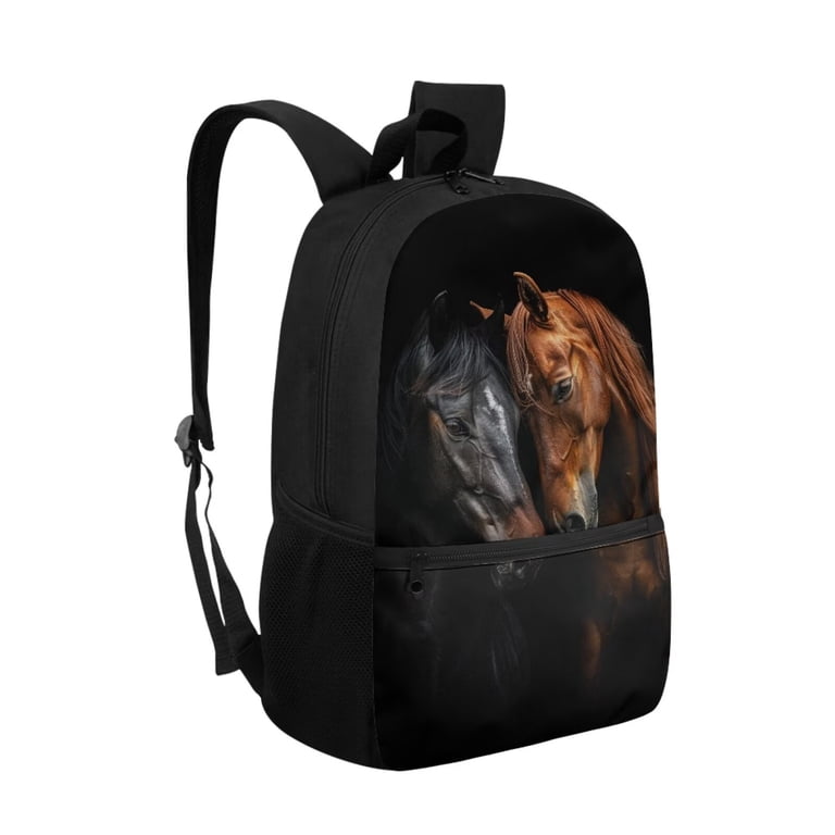 HUIACONG Black Stallion Horse Backpack for Daily School Use Multi