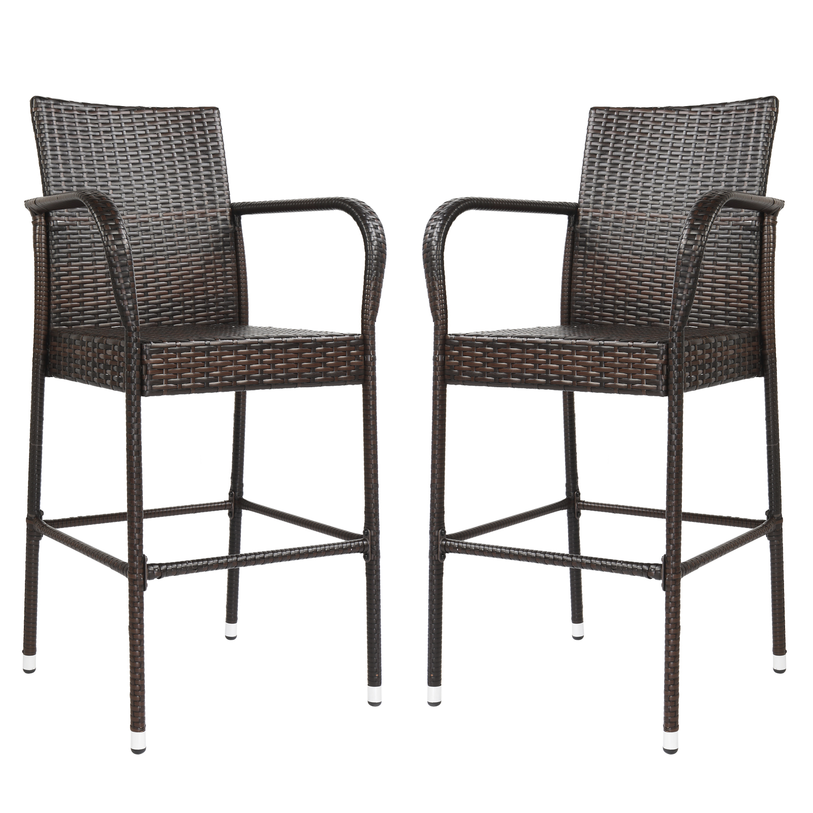 2 Pieces Outdoor Bar Stools, Modern Patio Conversation Set, Small