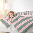 thumbnail image 5 of Manfei Classic Stripe Queen Bedding,Modern Geometric Bedding Comforter Set Queen, Green Pink, Pink Reversible 7pcs, 5 of 6