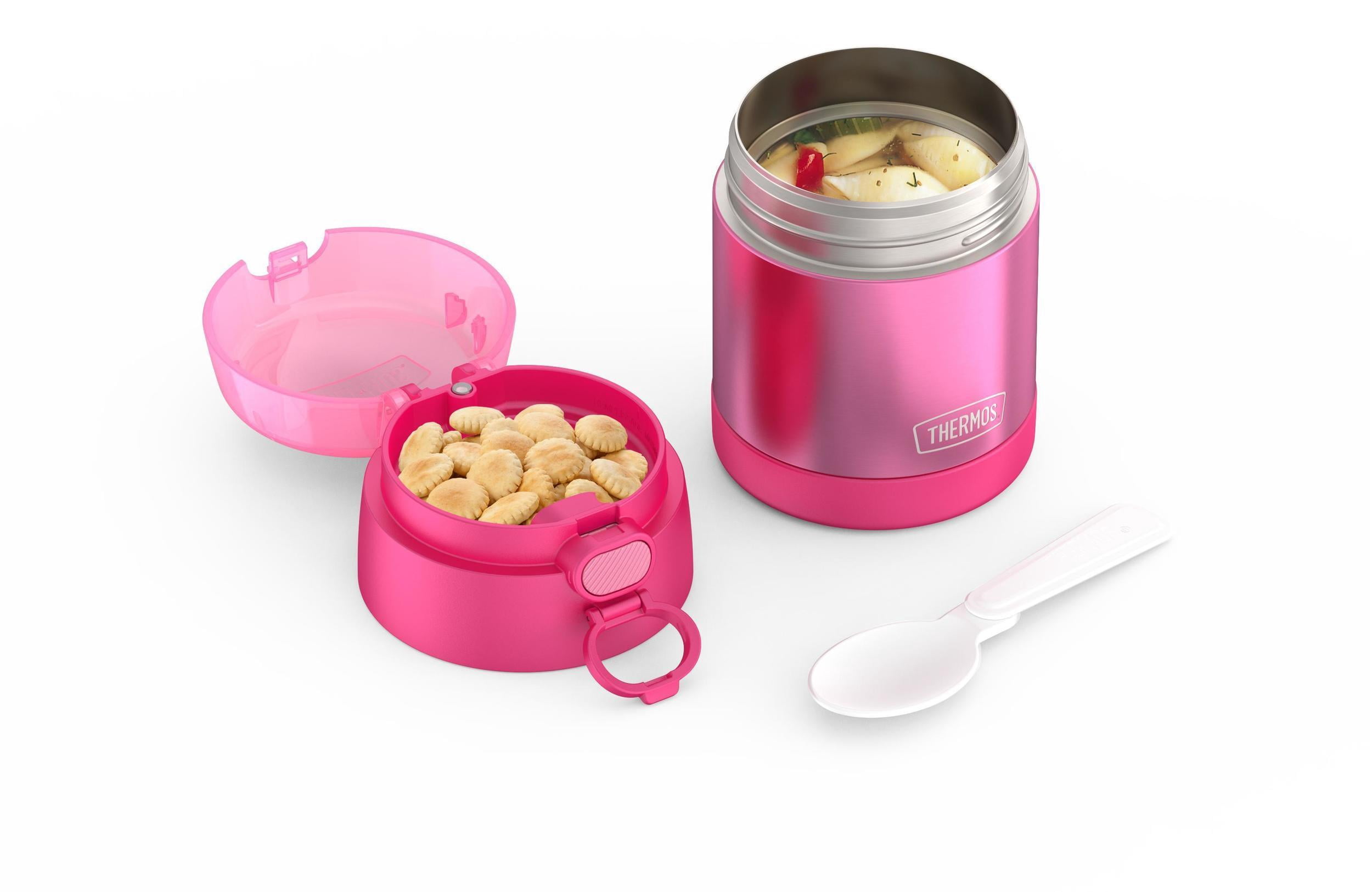 Thermos Stainless Steel Vacuum Insulated FUNtainer Food Jar with Snack Top, 295ml, Pink