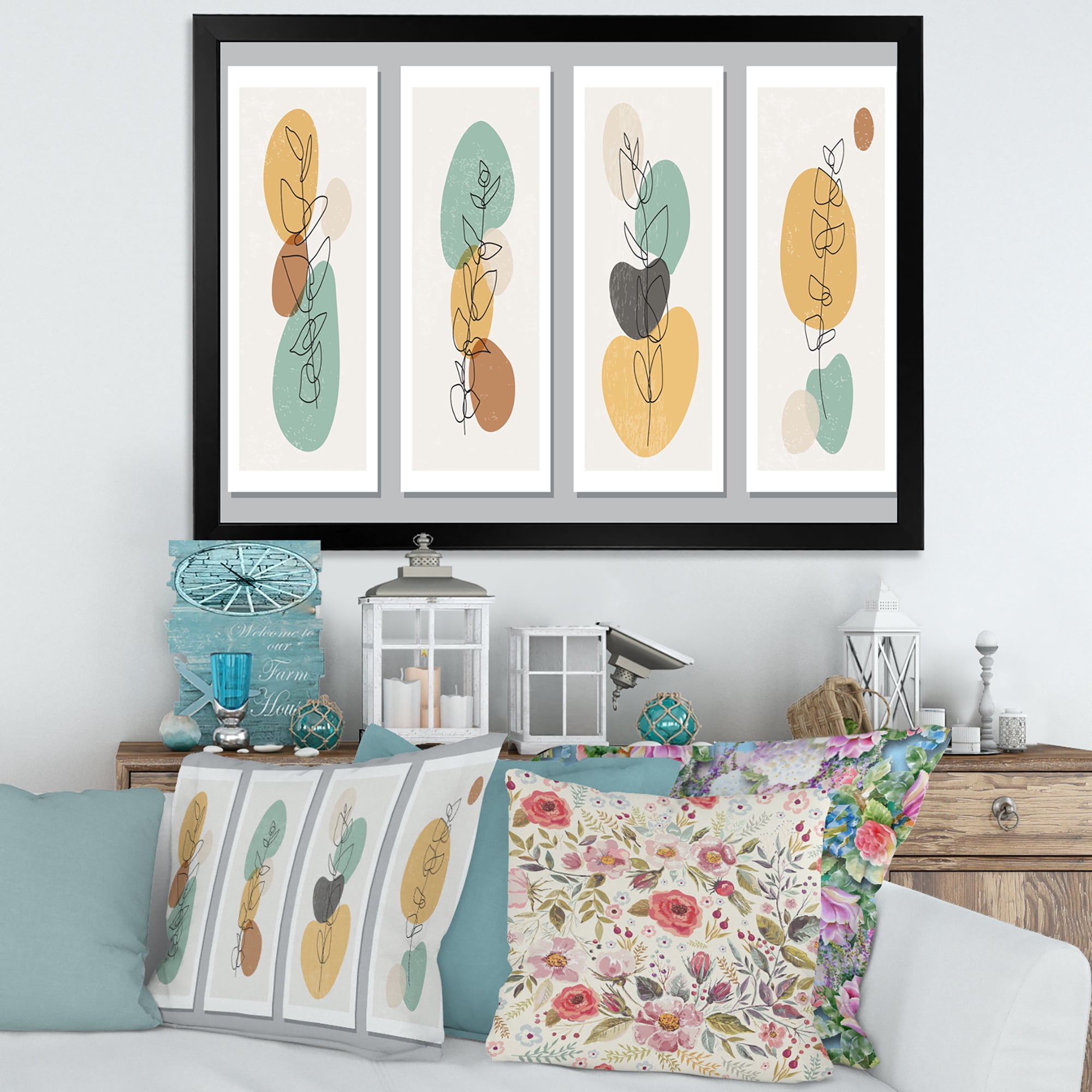 Designart 'Compostion Minimalistic of Organic Shapes III' Modern Framed Art Print