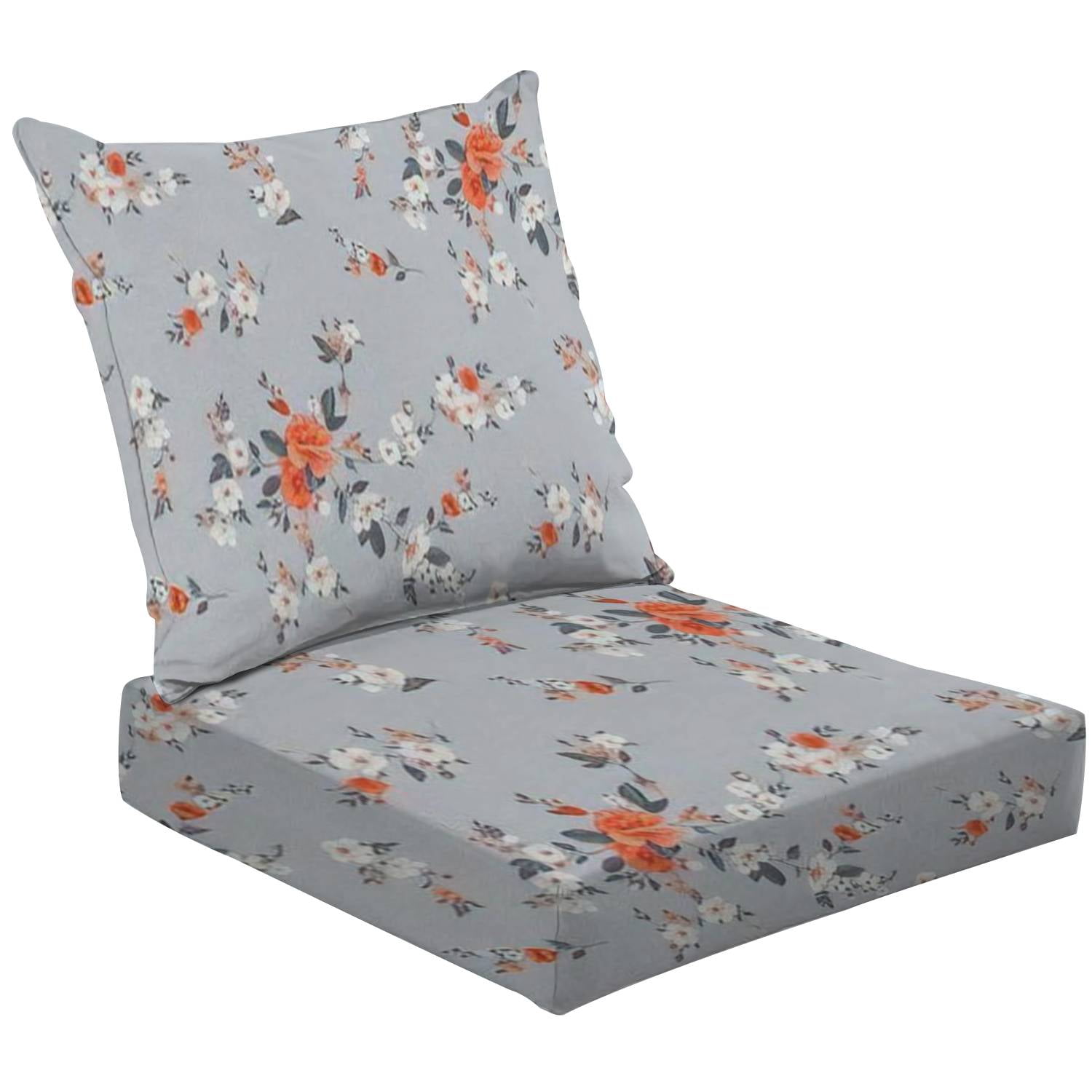 2Piece Deep Seating Cushion Set Seamless spring floral motif Outdoor