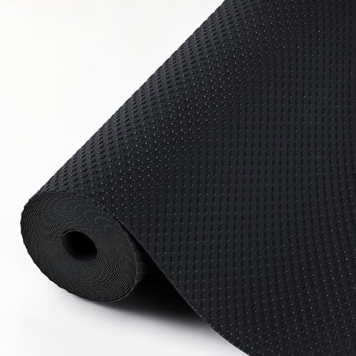 Shelf Liners, 24 in x 20 ft Kitchen Drawer Mats, Non-Adhesive EVA Cupboard Protector, Cabinet Lining (Black Dot)