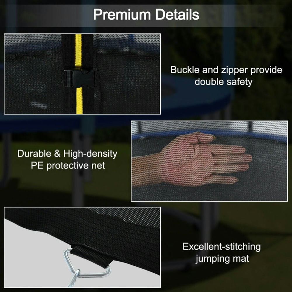 Demifill Outdoor Trampoline with Safety Closure Net, 8 Feet Trampoline with Thickened and Steady Frame, Blue