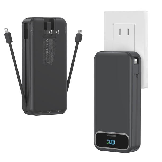 Power Bank aonidi 20000 mAh ligero con cables integrados