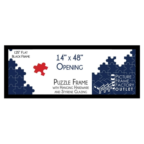 PFF PictureFrameFactoryOutlet - 14x48 Inch - Premium 1.25" Black Profile - Picture Frame for Artwork, Puzzles, Photos, Certificates