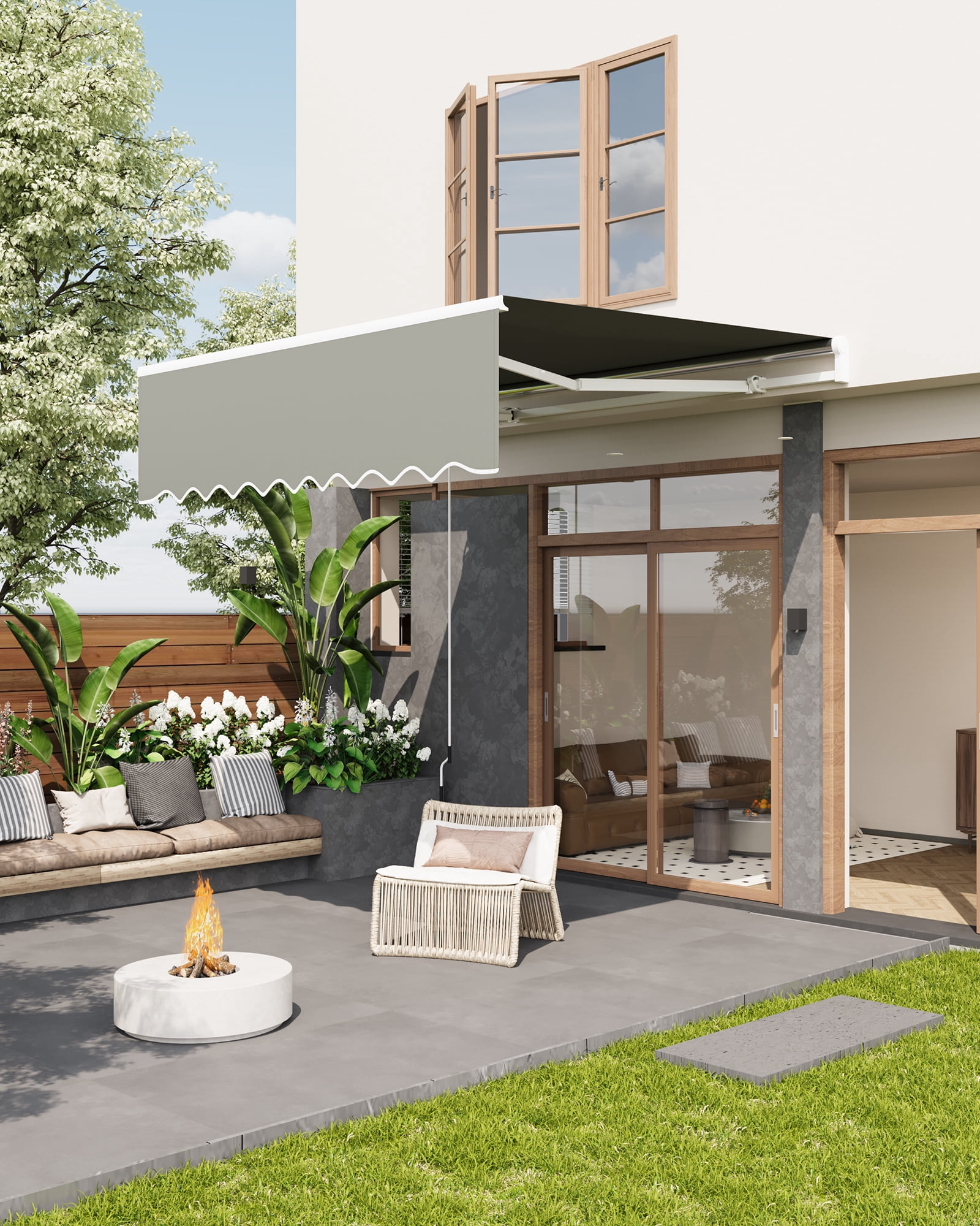 Manual Retractable Patio Awning 10x8 FT - Waterproof Sun Shade ...