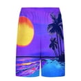 thumbnail image 4 of QQAMB Shorts for Men Plus Size Hawaii Printed Drawstring Elastic Waisted Loose Comfy Shorts with Pokcet Purple L, 4 of 6