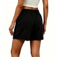 thumbnail image 4 of ClodeEU Women's High Waisted Drawstring Athletic Shorts, Elastic Waist Running Shorts with Pockets Black,Women's Plus L, 4 of 5