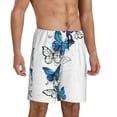 thumbnail image 2 of Easygdp Blue Flying Butterflies Men's Short Pajama Pants, Sleep Shorts, Household Pants, Casual Pants with Pockets - 4X-Large, 2 of 9