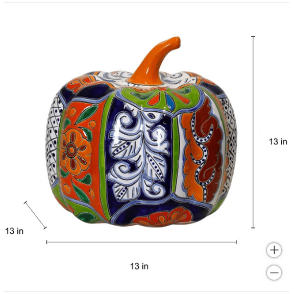 13" Talavera Style Ceramic Pumpkin