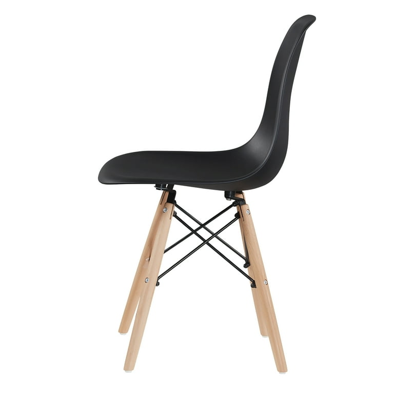 1 Piece Plastic Shell Chair Outdoor ABS Plastic Chair Modern Shell Lounge Chair Dining Room Chair w Wooden Legs