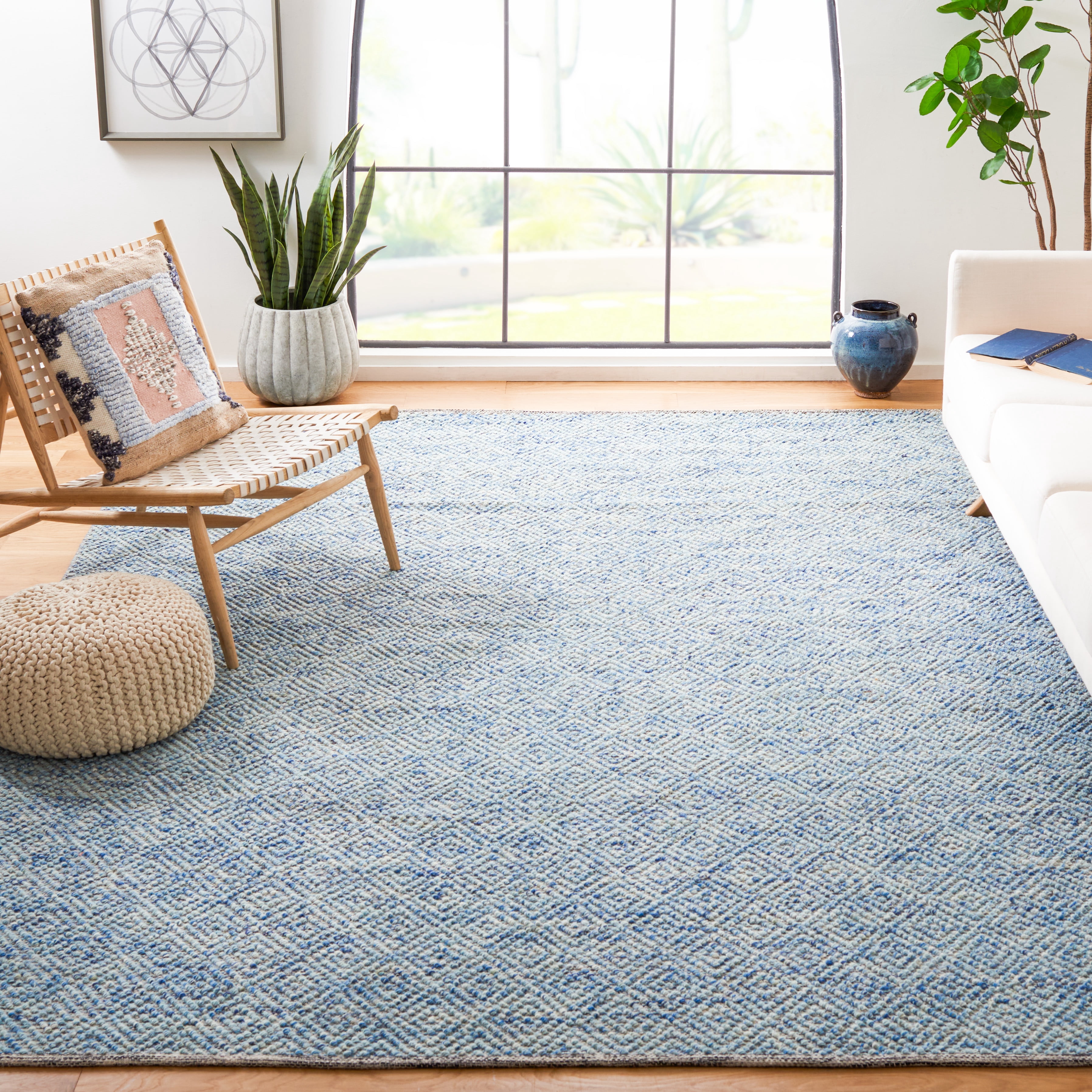 SAFAVIEH Natura Eanna Geometric Area Rug, Blue, 8' x 8' Square
