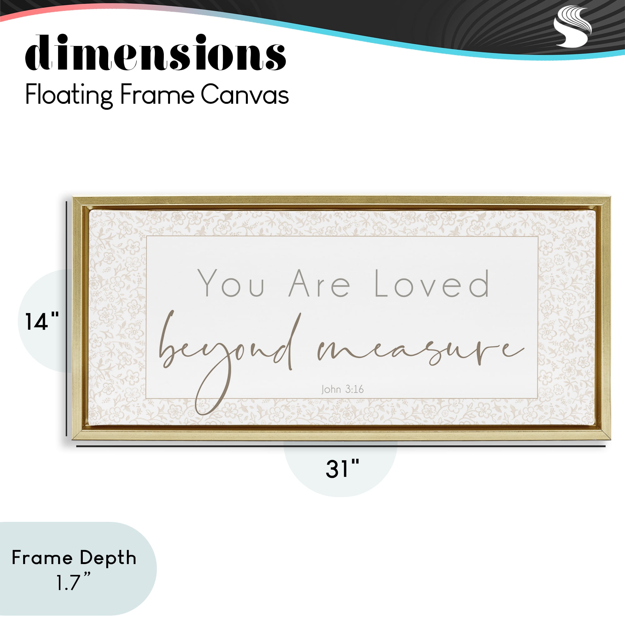 Stupell Industries Minimal Loved Beyond Measure Gold Framed Floater Canvas Wall Art, design by Janice Gaynor