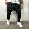 thumbnail image 2 of TBWNWG Men's Casual Pants Drawstring Joggers Solid Sweatpants Stylish Patchwork Trousers for All Seasons,Sizes L, 2 of 4