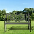 thumbnail image 2 of JMGJOY Metal Outdoor Bench, Weatherproof Garden Bench with Square Pattern Backrest and Armrests, for Patio, Porch, Park, Lawn, 2 of 10