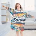 thumbnail image 5 of FORMRS Wearable Blanket Hoodie with Sleeves for Kids Cozy Flannel Sweatshirt, Yellow Sardines Pattern, 5 of 7