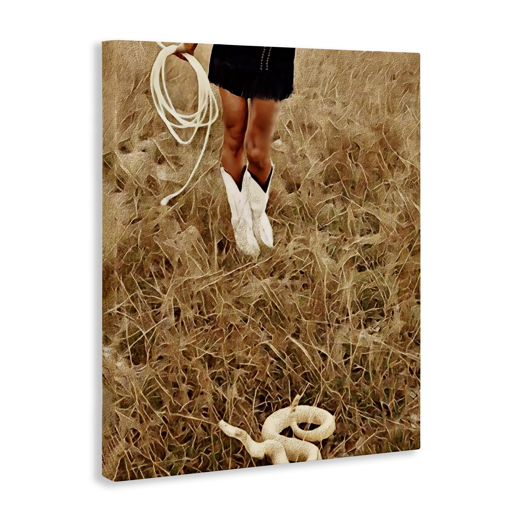 With Her Lasso & Snake Canvas Wall Art, design by Jesse Keith