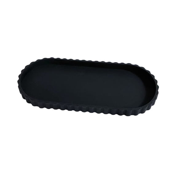 Virelaxpo Oval Silicone Tray for Bathroom and Kitchen Countertop, 12 x 5.3 Inch Vanity Organizer for Cosmetics, Perfume Bottles and Jewelry, Non-Slip Base