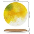 thumbnail image 2 of Round Drink Coasters, 4 Pcs Sunny Yellow Flower Absorbent Ceramic Coaster with Cork Base for Coffee Cups Housewarming Gift for Home Decor, 2 of 5