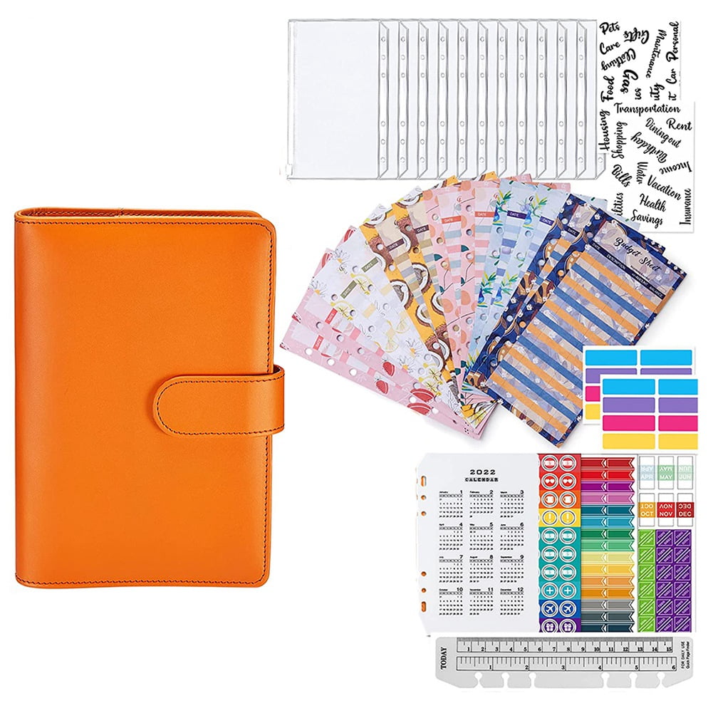 Ring Binder Set, 34 PCS Leather Notebook Budget Binder with Plastic