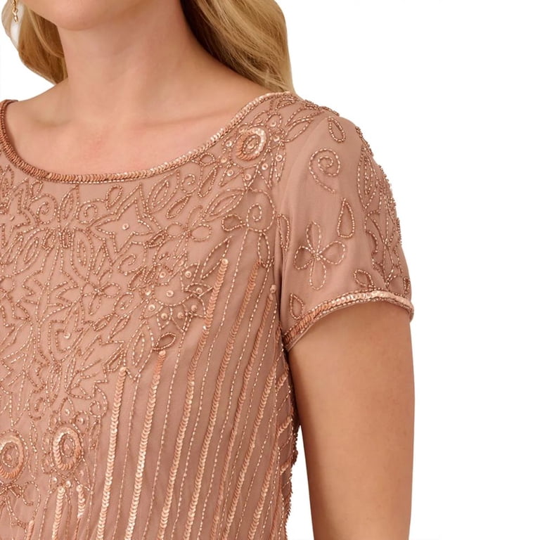Adrianna Papell Women's Beaded Illusion Blouson Gown Brown Size 2Petite -  Walmart.com